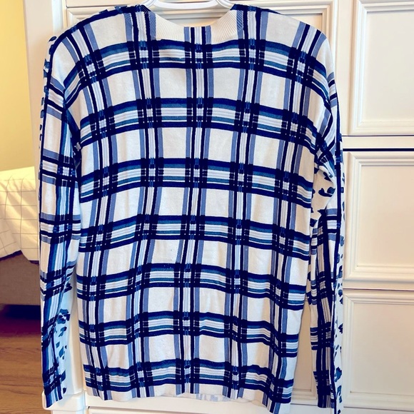 Plaid and leopard mixed print lightweight pullover sweater - Picture 2 of 3